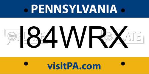 I84WRX Pennsylvania License Plate