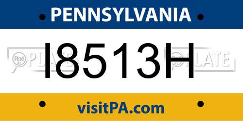 I8513H Pennsylvania License Plate