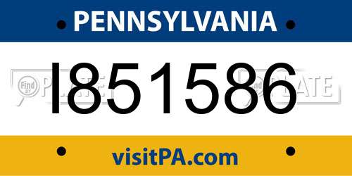 I851586 Pennsylvania License Plate