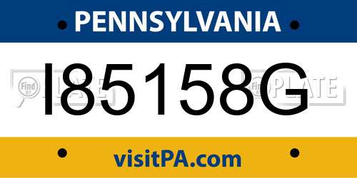 I85158G Pennsylvania License Plate