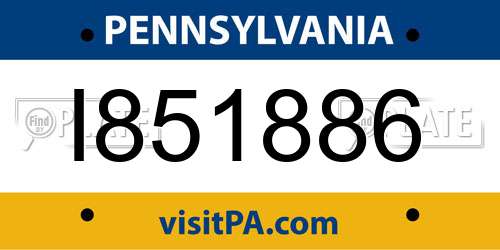 I851886 Pennsylvania License Plate