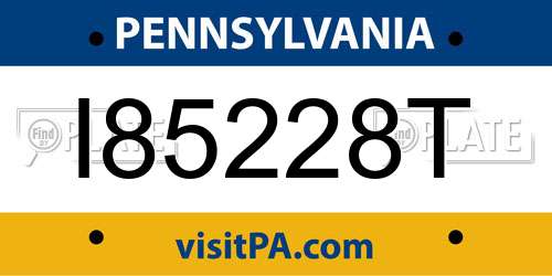 I85228T Pennsylvania License Plate