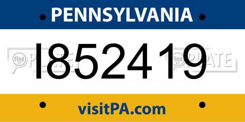 I852419 Pennsylvania License Plate
