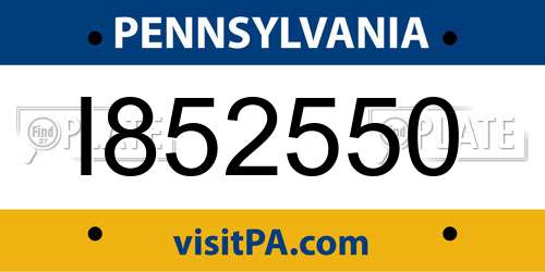 I852550 Pennsylvania License Plate