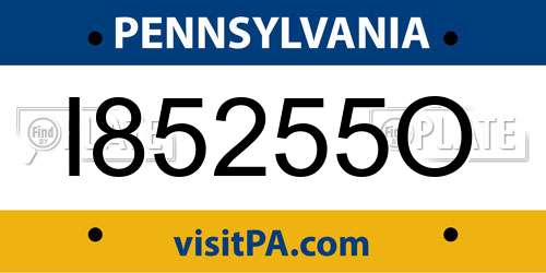 I85255O Pennsylvania License Plate