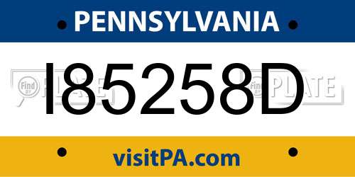 I85258D Pennsylvania License Plate
