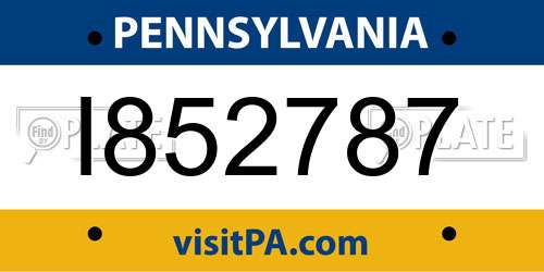 I852787 Pennsylvania License Plate