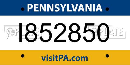 I852850 Pennsylvania License Plate