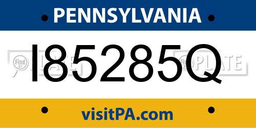 I85285Q Pennsylvania License Plate