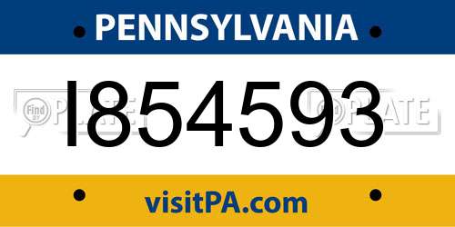 I854593 Pennsylvania License Plate