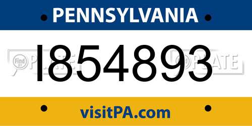 I854893 Pennsylvania License Plate