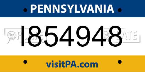 I854948 Pennsylvania License Plate