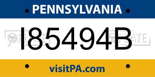 I85494B Pennsylvania License Plate
