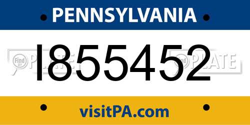 I855452 Pennsylvania License Plate