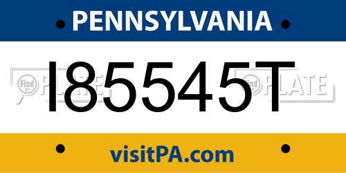 I85545T Pennsylvania License Plate