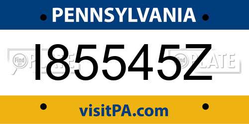 I85545Z Pennsylvania License Plate