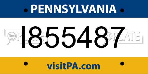 I855487 Pennsylvania License Plate