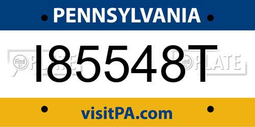 I85548T Pennsylvania License Plate