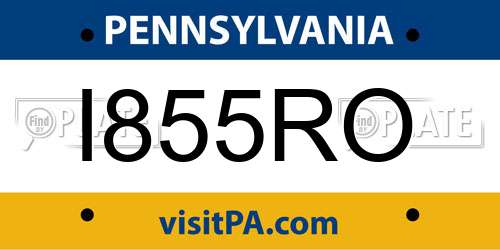 I855RO Pennsylvania License Plate