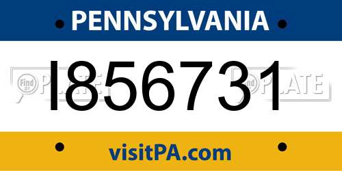 I856731 Pennsylvania License Plate