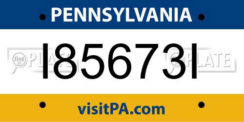 I85673I Pennsylvania License Plate