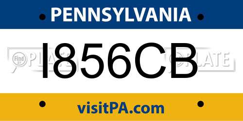I856CB Pennsylvania License Plate