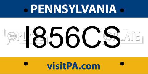 I856CS Pennsylvania License Plate