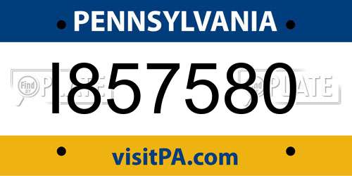I857580 Pennsylvania License Plate