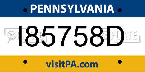 I85758D Pennsylvania License Plate