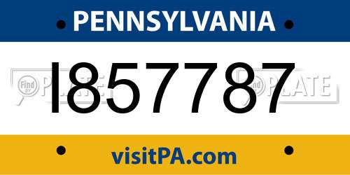 I857787 Pennsylvania License Plate