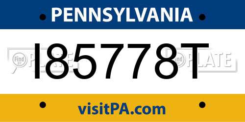 I85778T Pennsylvania License Plate