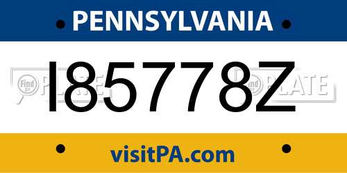 I85778Z Pennsylvania License Plate