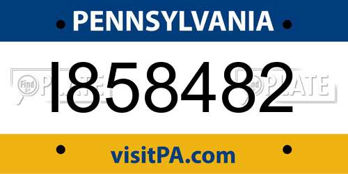 I858482 Pennsylvania License Plate