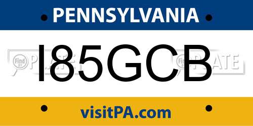 I85GCB Pennsylvania License Plate