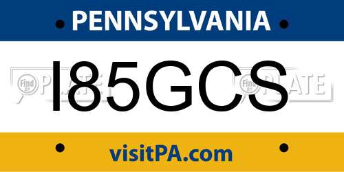 I85GCS Pennsylvania License Plate