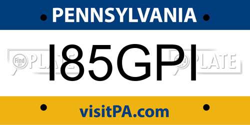 I85GPI Pennsylvania License Plate