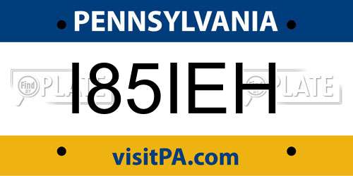 I85IEH Pennsylvania License Plate
