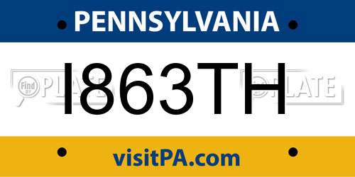 I863TH Pennsylvania License Plate