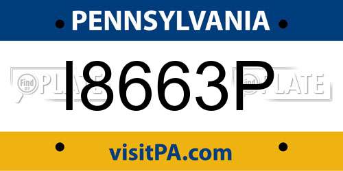 I8663P Pennsylvania License Plate