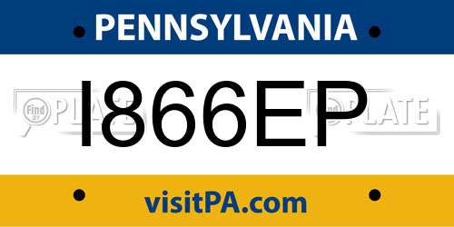 I866EP Pennsylvania License Plate