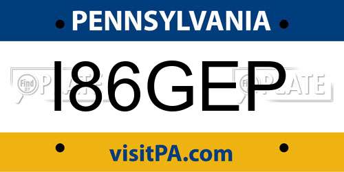 I86GEP Pennsylvania License Plate
