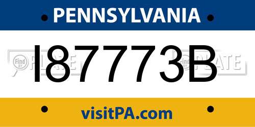 I87773B Pennsylvania License Plate