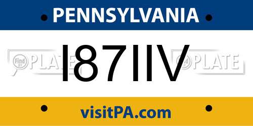 I87IIV Pennsylvania License Plate
