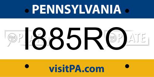 I885RO Pennsylvania License Plate