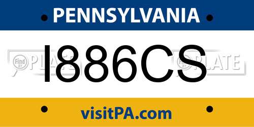 I886CS Pennsylvania License Plate