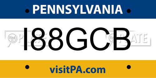 I88GCB Pennsylvania License Plate