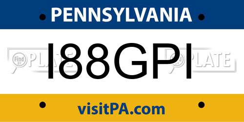I88GPI Pennsylvania License Plate
