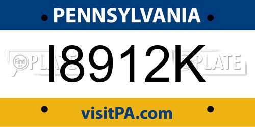 I8912K Pennsylvania License Plate