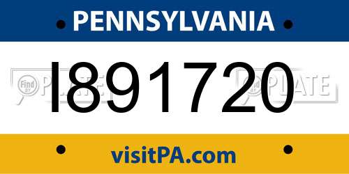 I891720 Pennsylvania License Plate