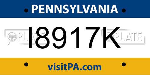 I8917K Pennsylvania License Plate